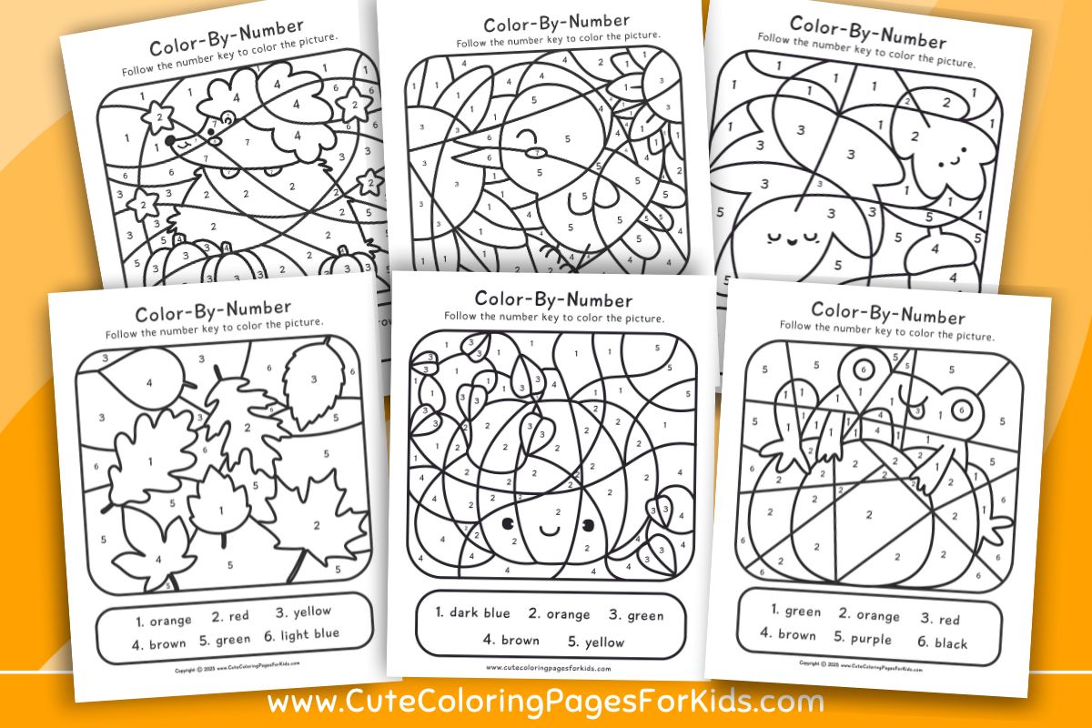 collection of color-by-number sheets from cutecoloringpagesforkids.com