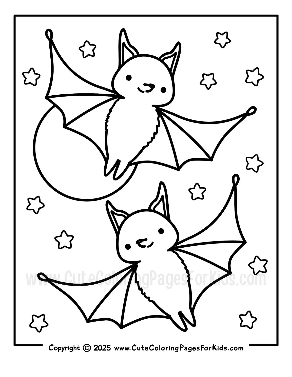 two flying bats coloring page