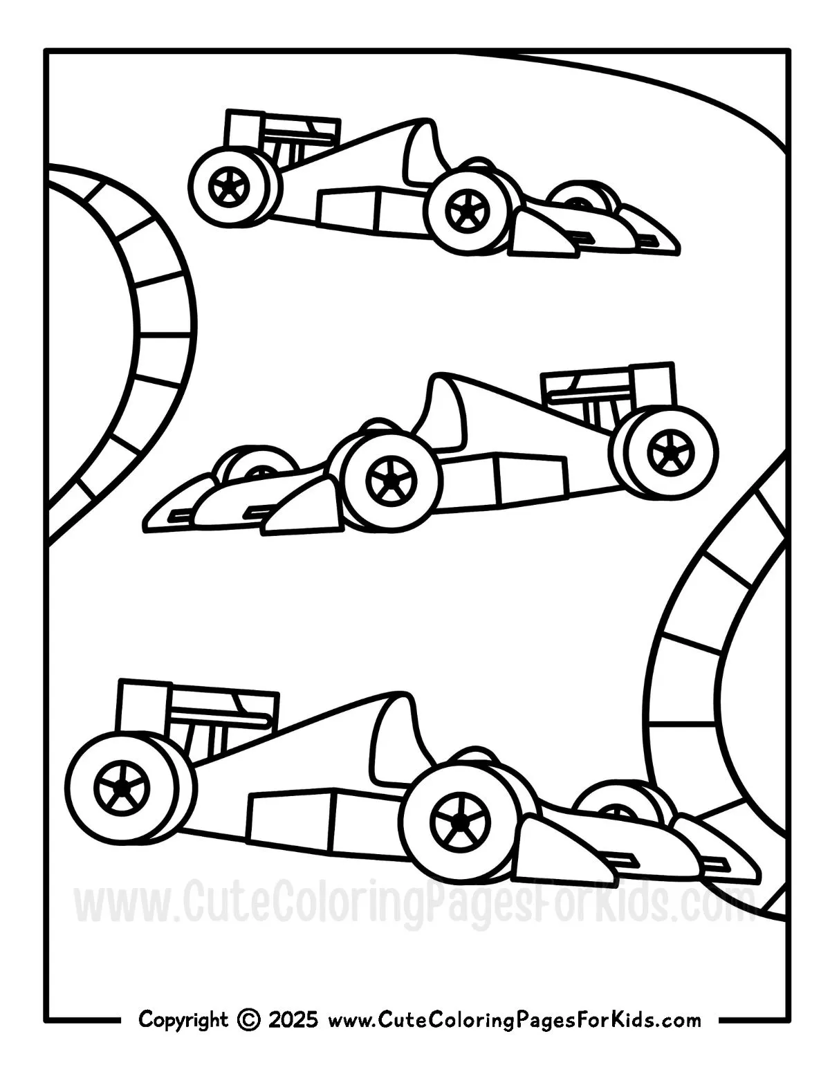 formula 1 race cars coloring page