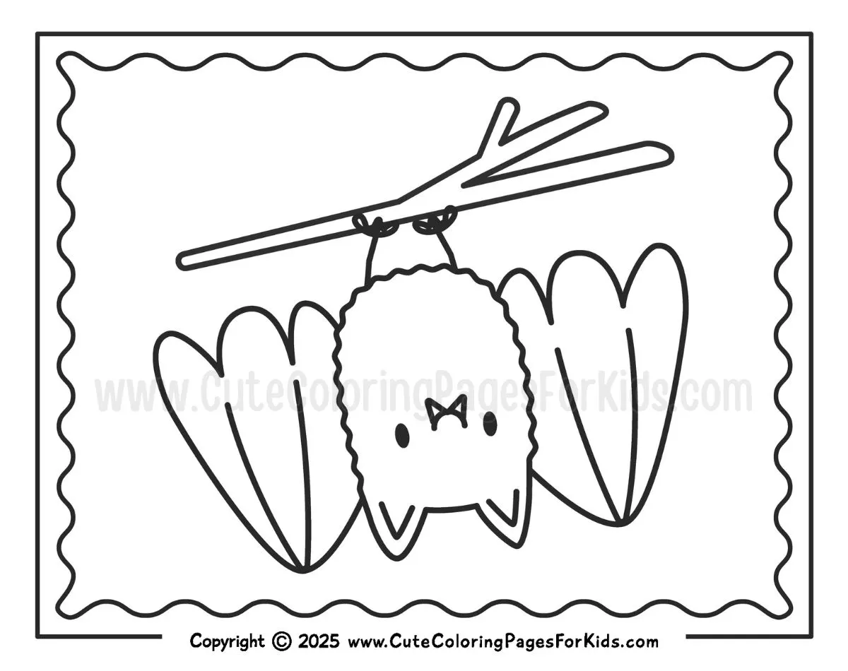 cute and easy hanging bat coloring page