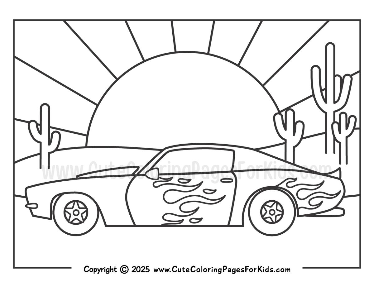 desert hot rod car coloring page