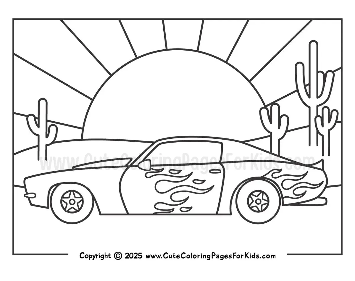 desert hot rod car coloring page