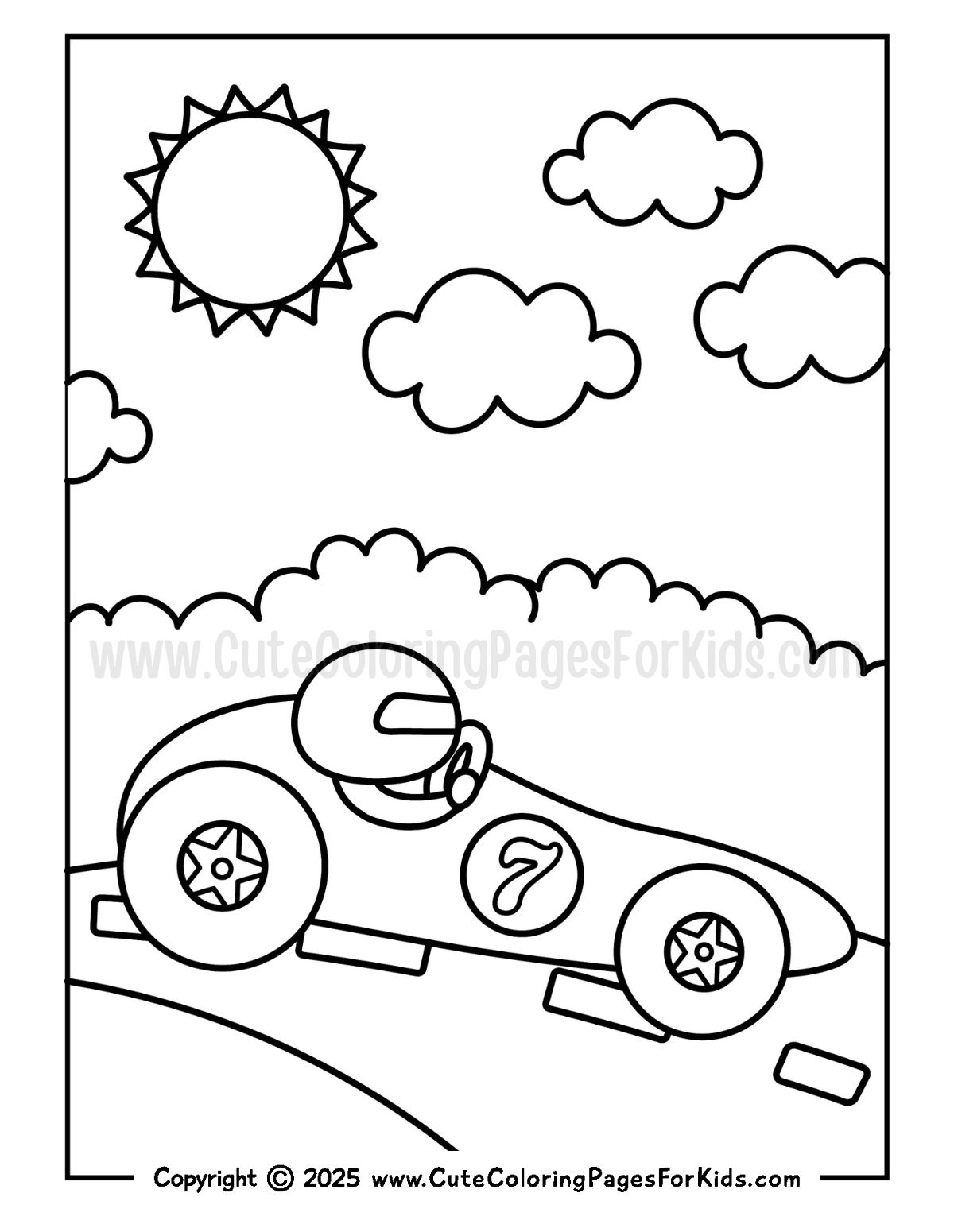 cute race car coloring page