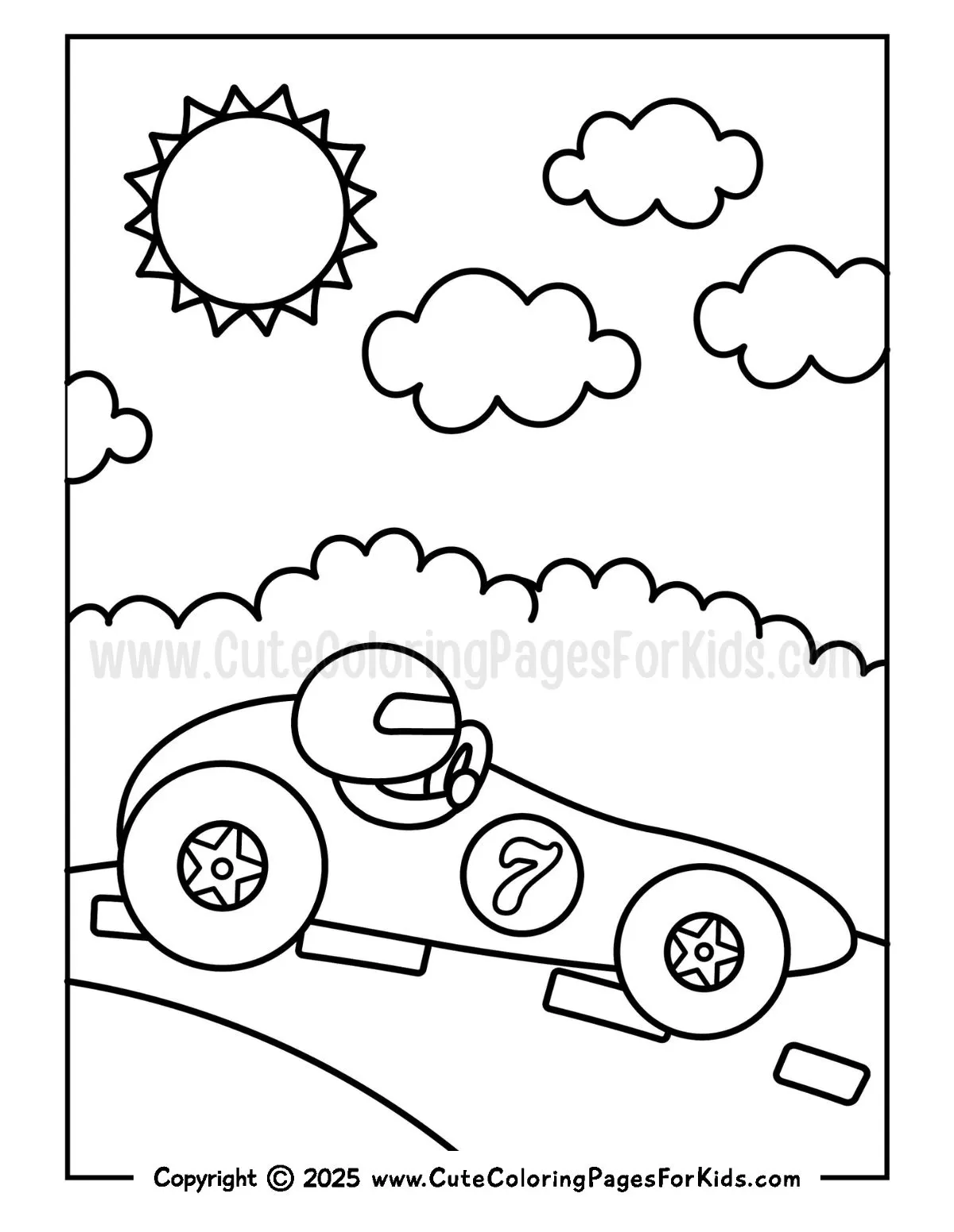 cute race car coloring page