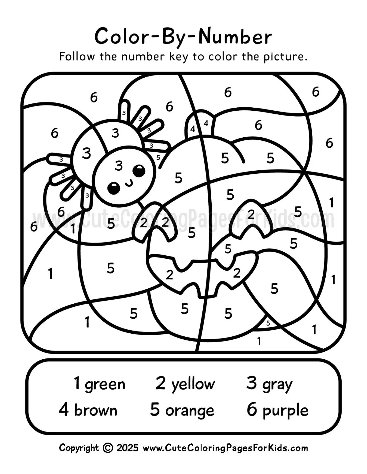 halloween jack-o-lantern color-by-number sheet