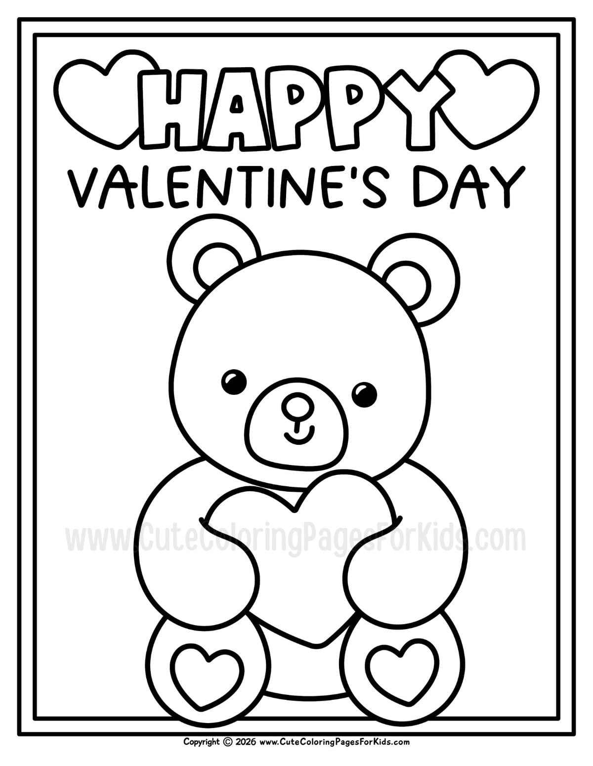 valentines day teddy bear coloring page