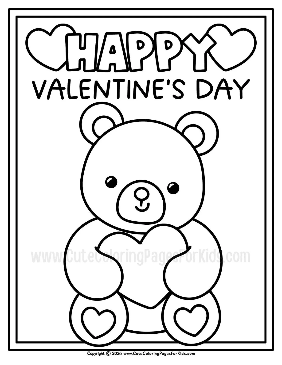 valentines day teddy bear coloring page