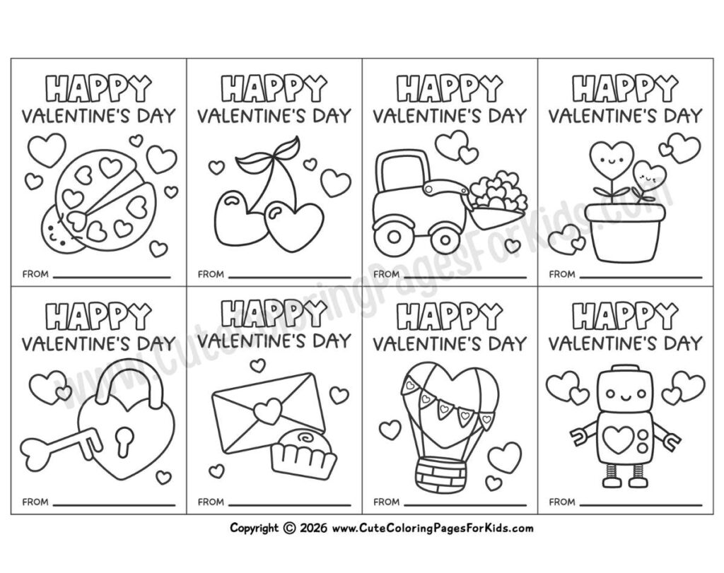 Valentine Coloring Cards (Free Printable PDFs) - Cute Coloring Pages ...