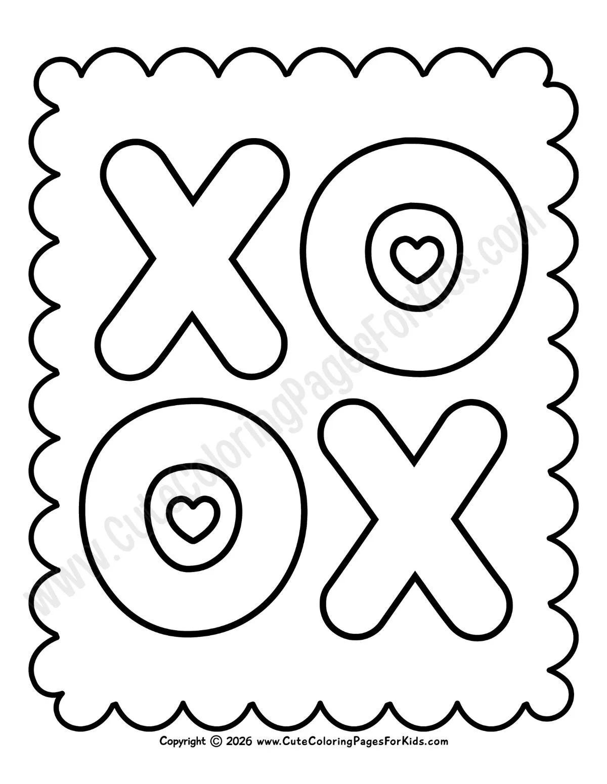 simple xoxo coloring sheet