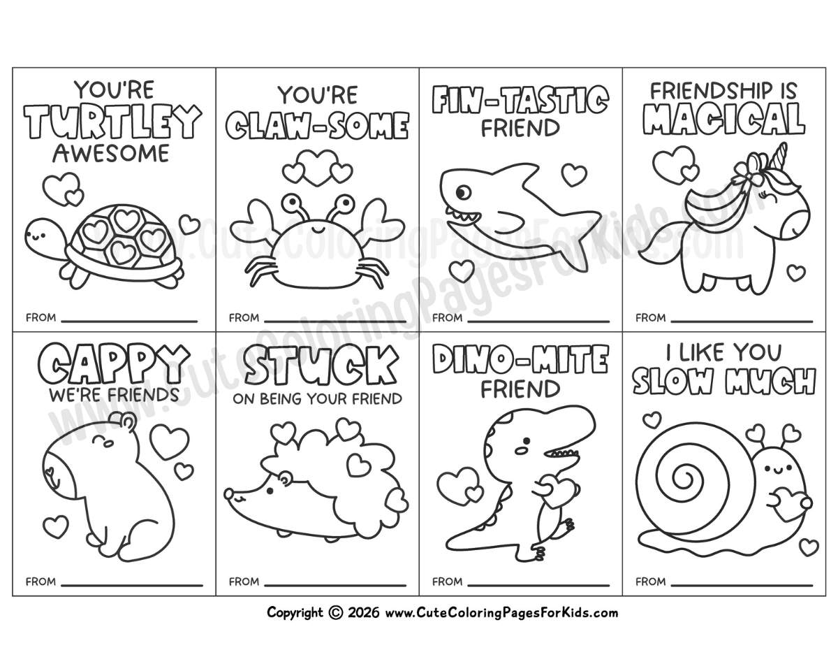 Animal-themed classroom Valentine's Day with cute illustrations and puns