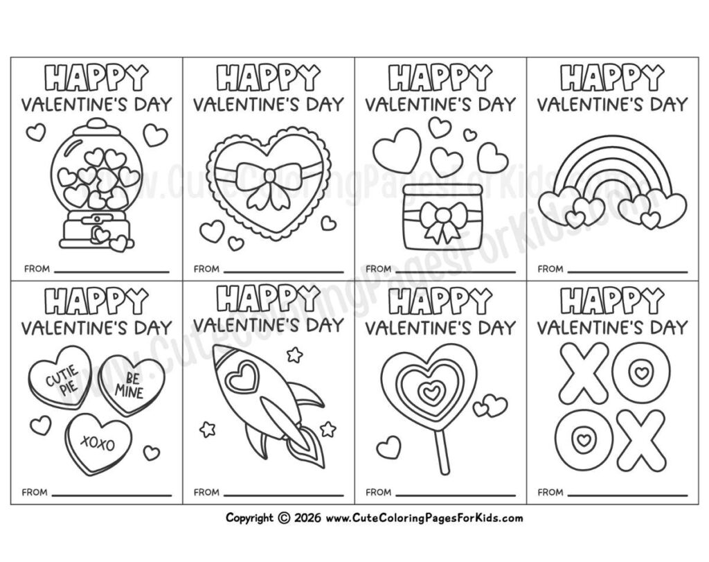 Valentine Coloring Cards (Free Printable PDFs) - Cute Coloring Pages ...