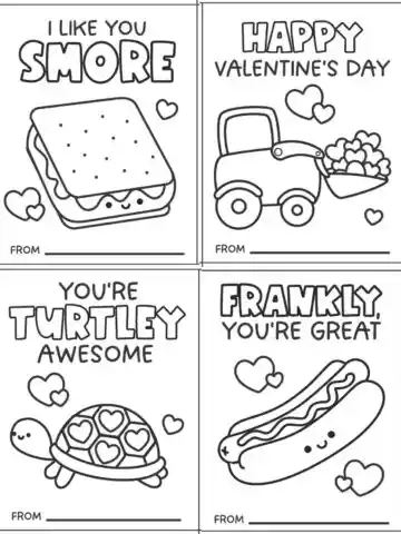 samples of valentine coloring card printables