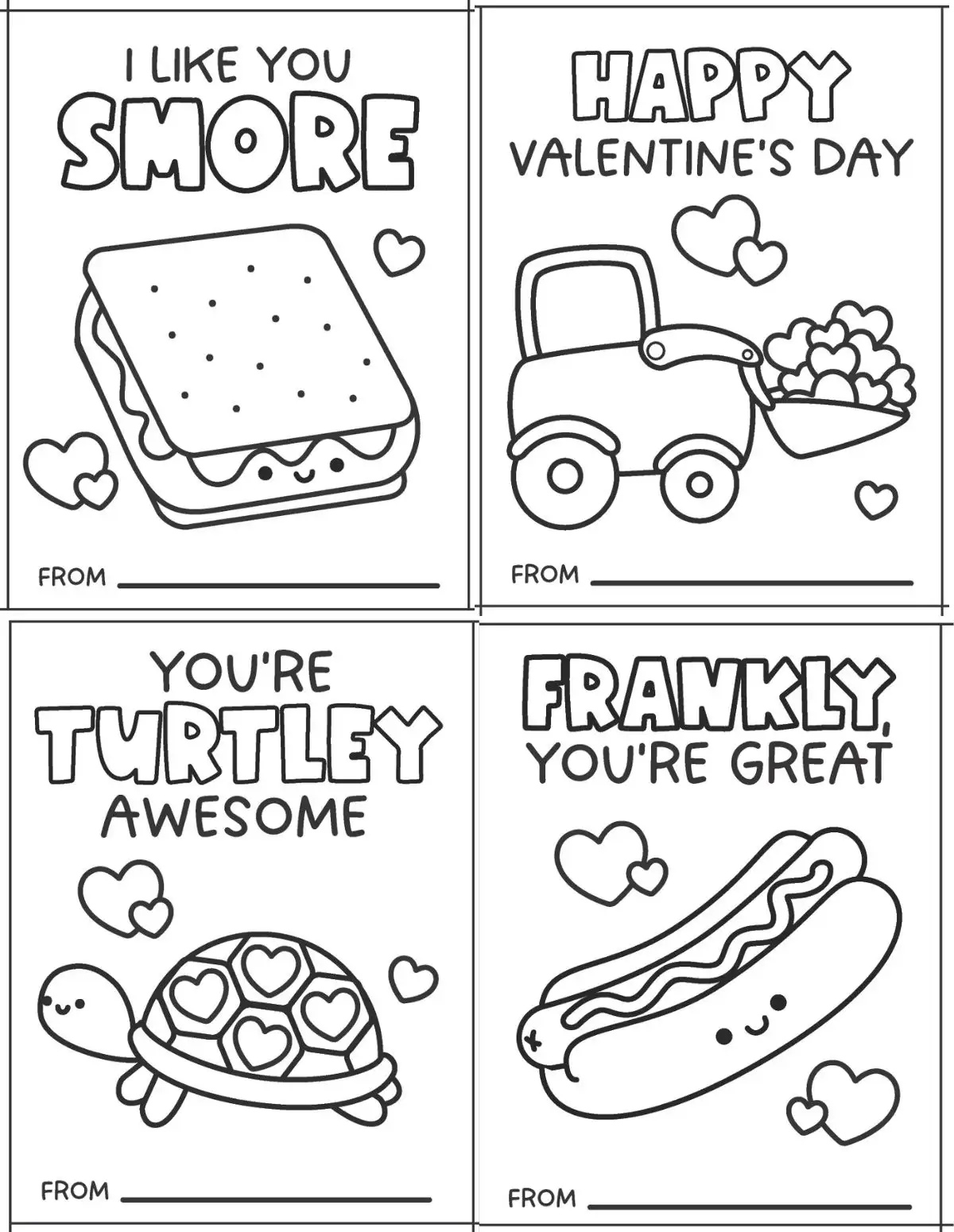 samples of valentine coloring card printables