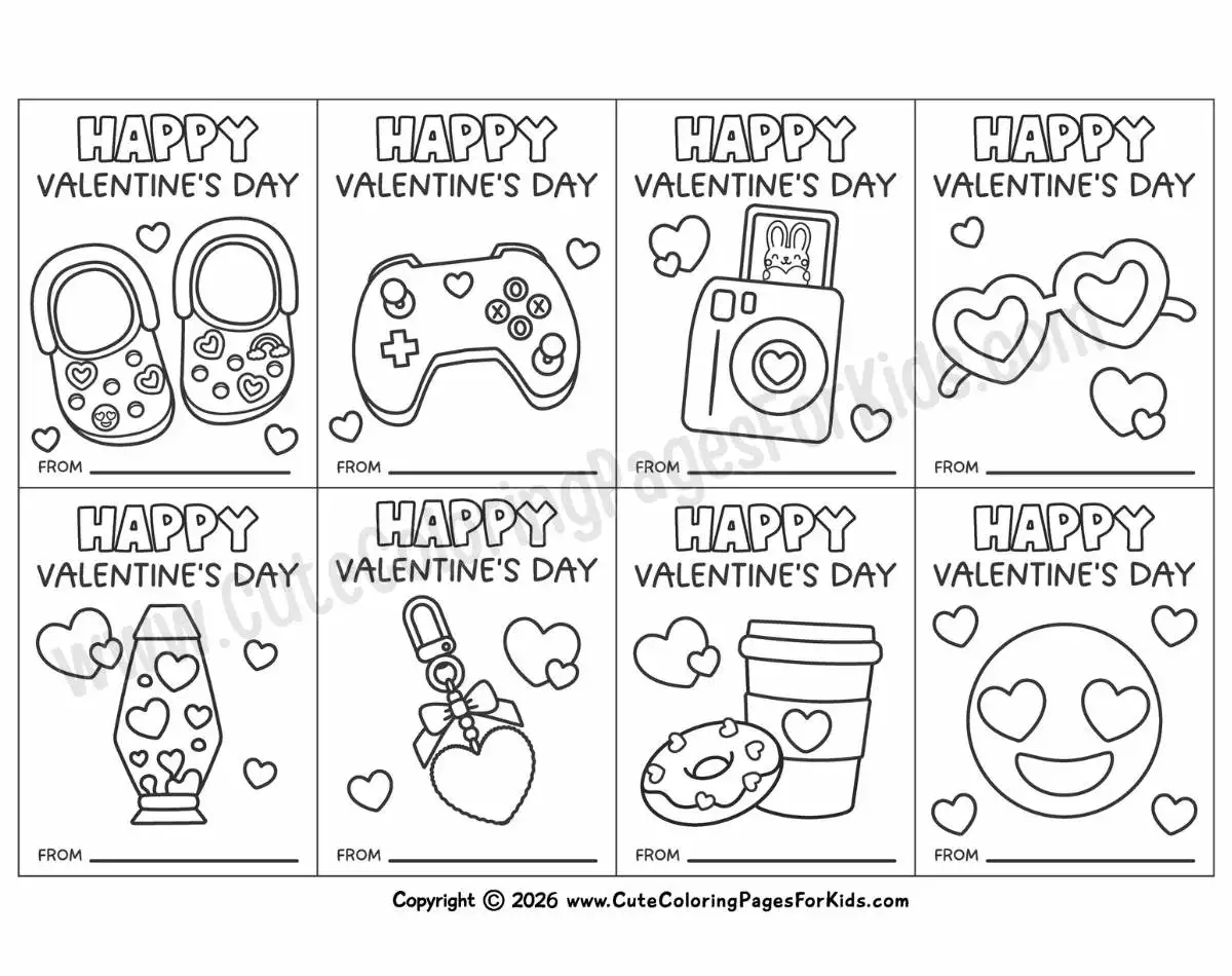 classroom valentines for tweens with cool pictures to color 