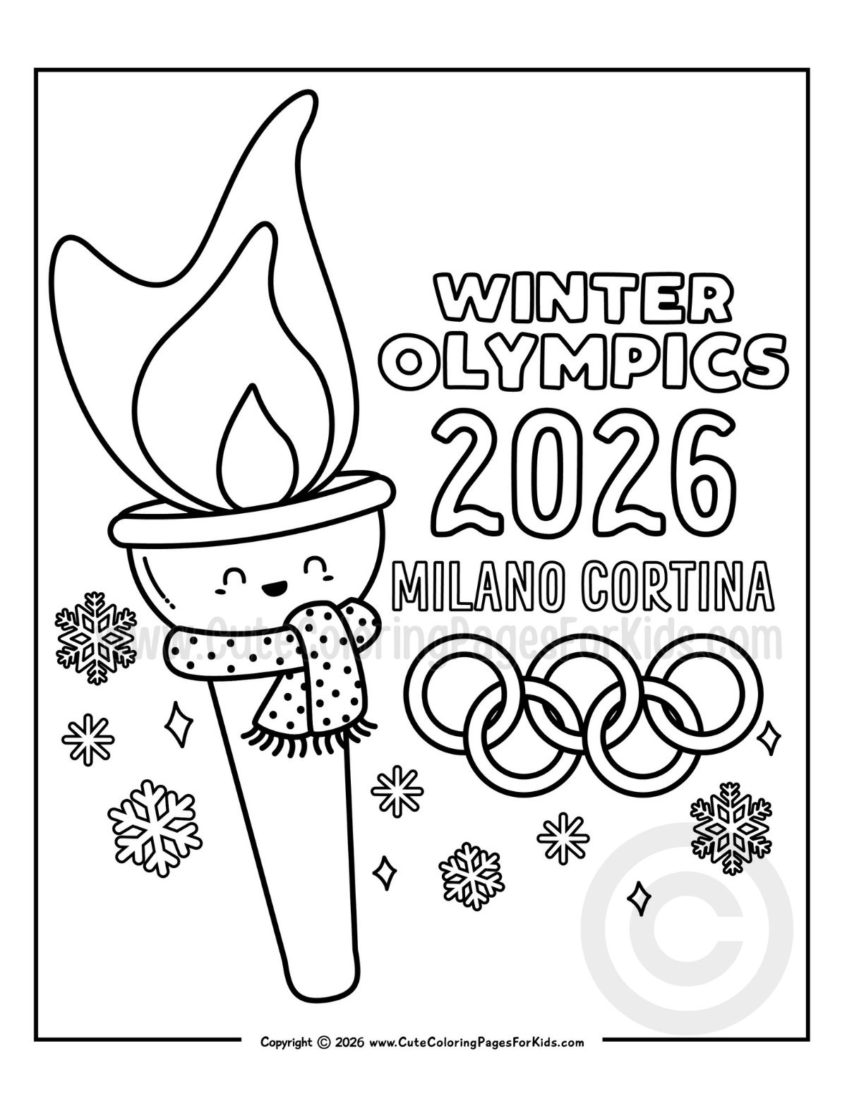 Winter Olympics Torch Coloring Page