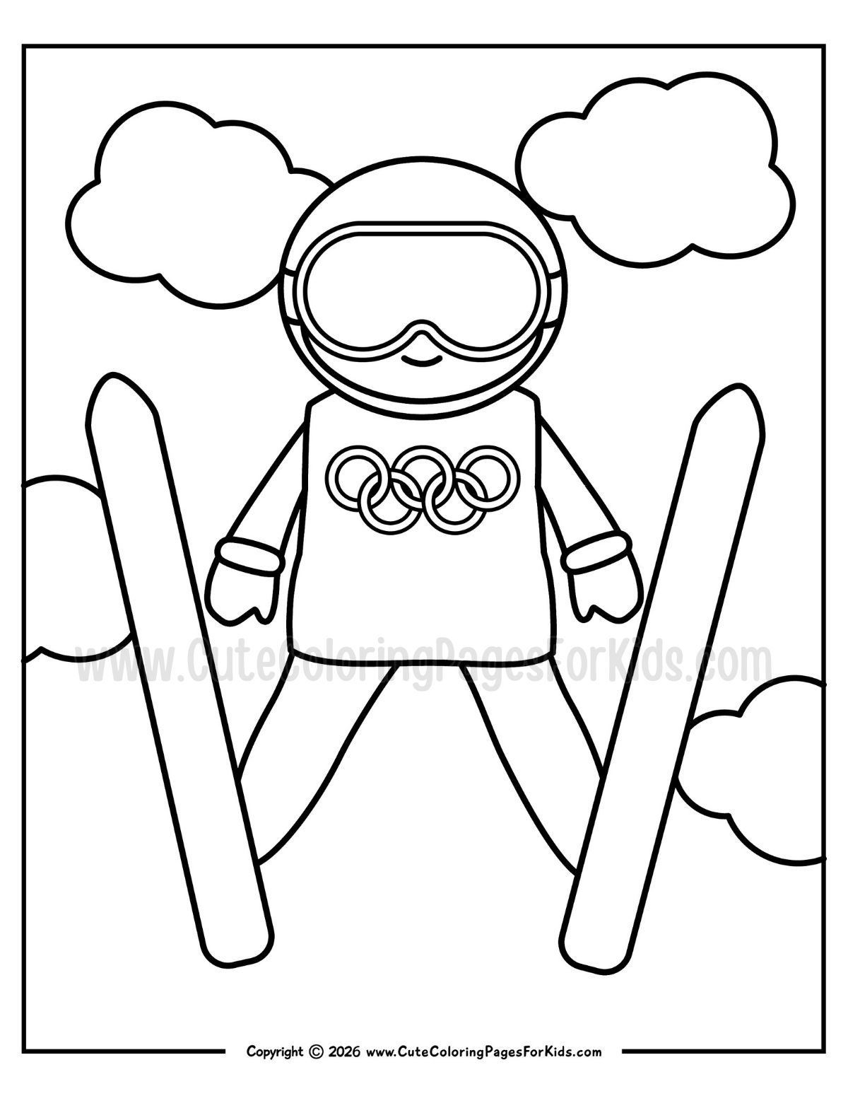 Olympic ski jumping coloring page