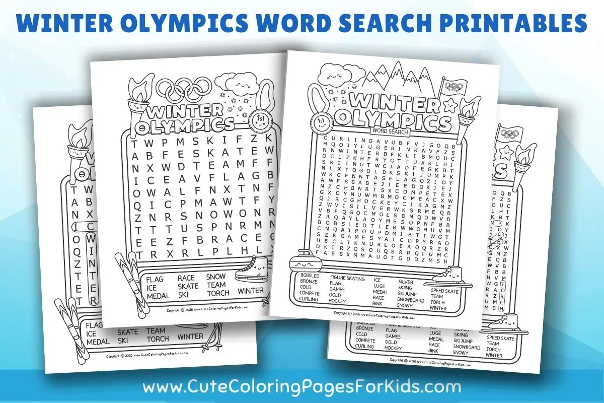 preview of free winter word search printables from cutecoloringpagesforkids.com