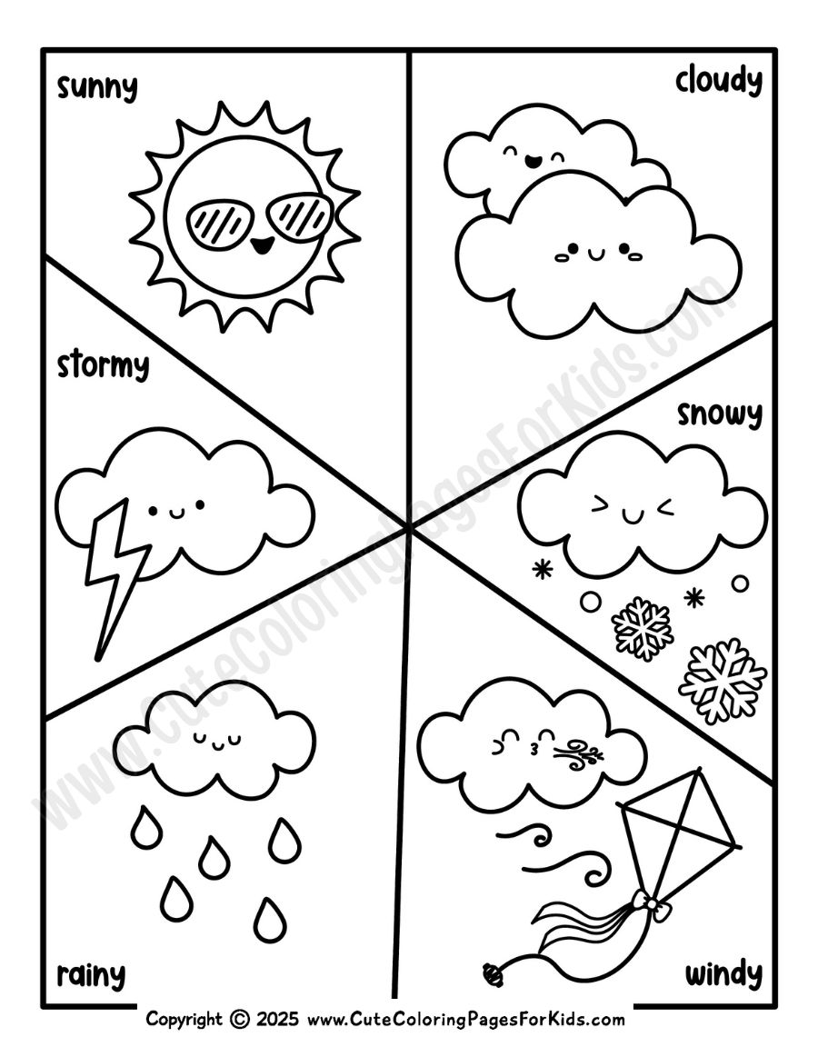 Daily Weather Coloring Sheet for Kids