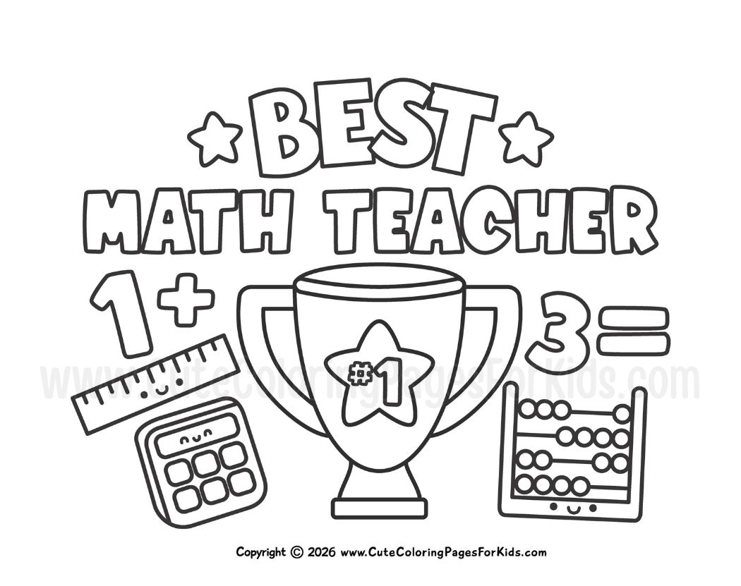 math teacher appreciation coloring page with cute math themed elements to color
