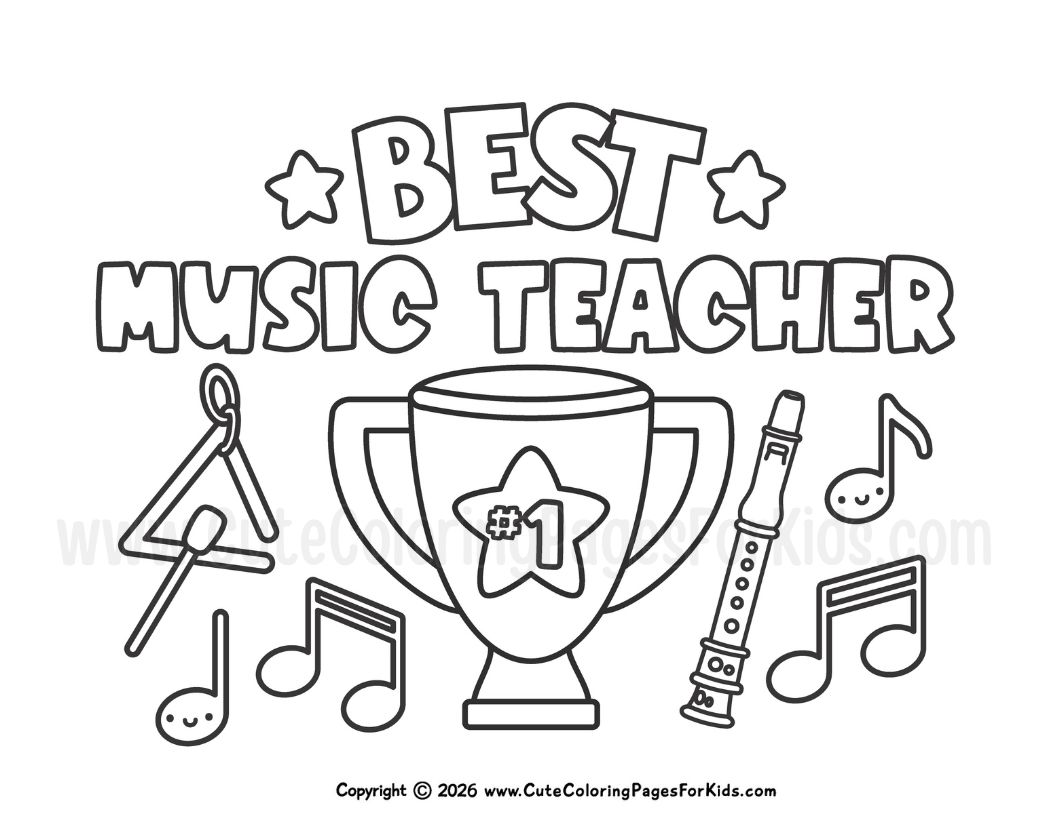 teacher appreciation coloring sheet for Music Teacher
