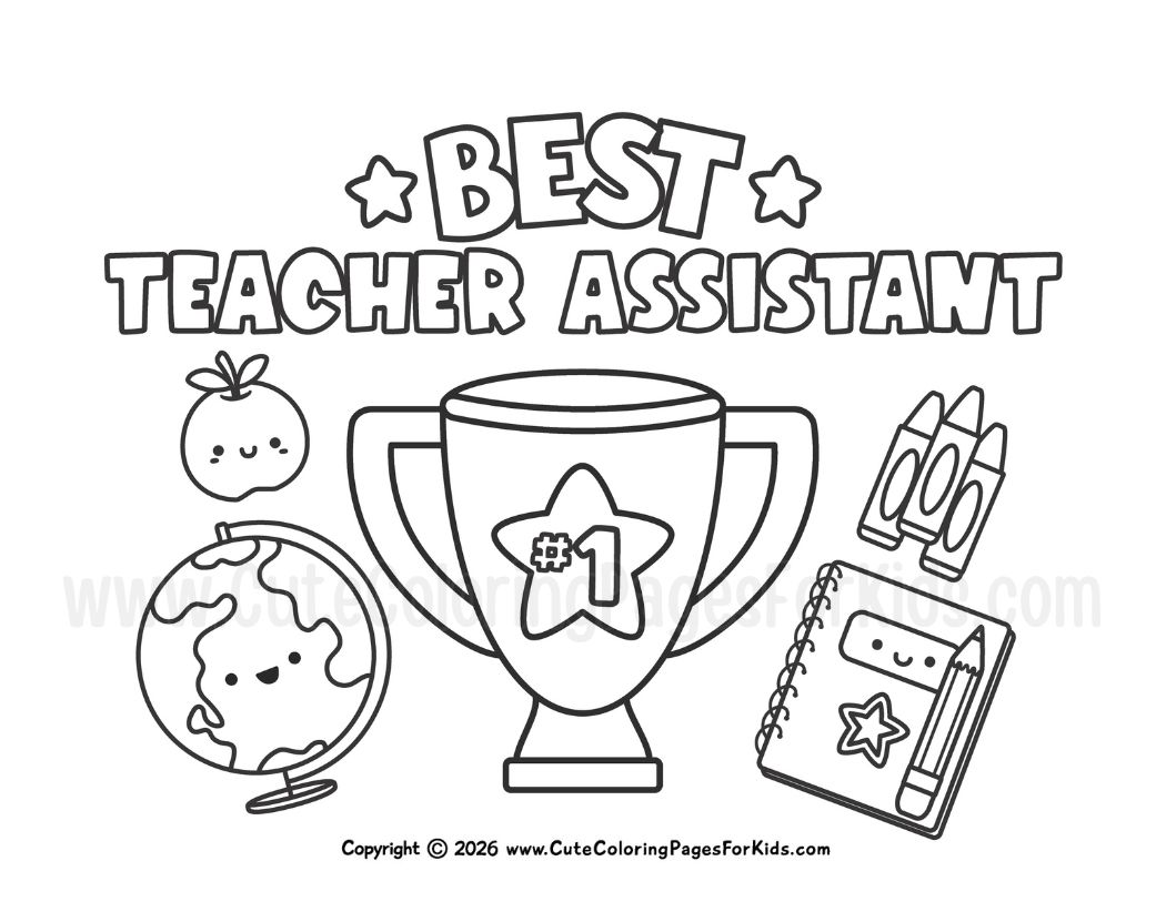 Best Teacher assistant coloring page for teacher appreciation