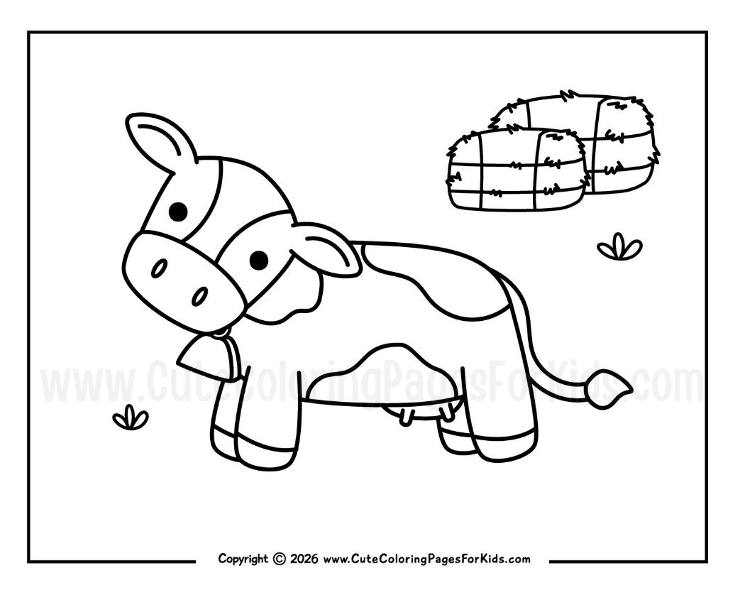 easy cow coloring page