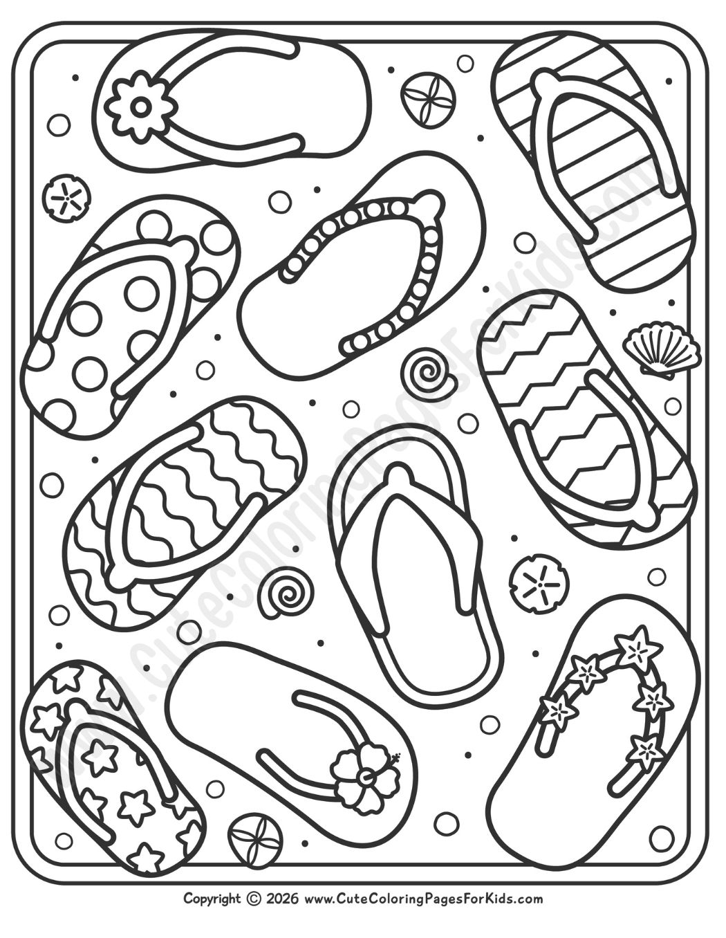 full page pattern of flip flops to color