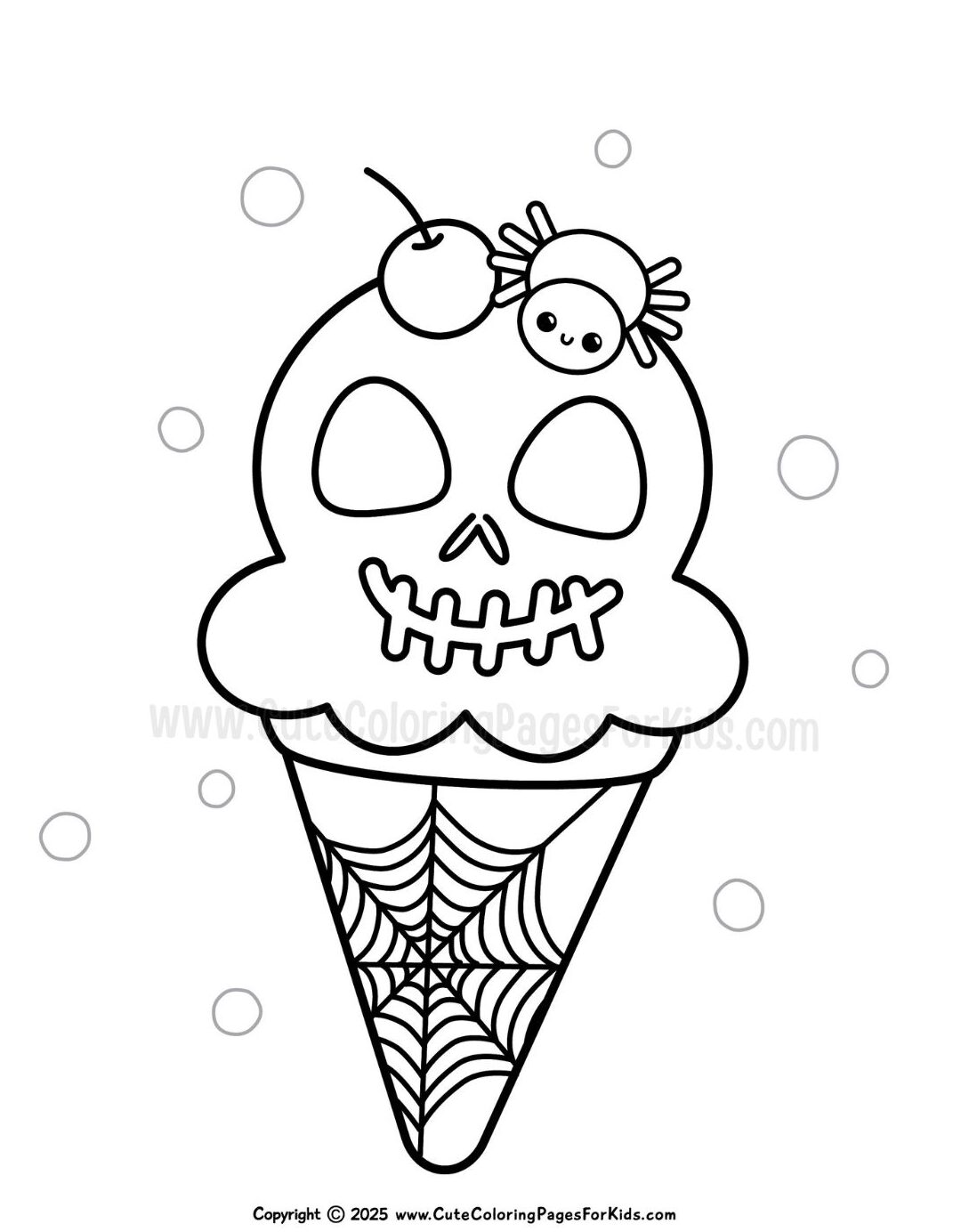 coloring page with spooky cute ice cream cone