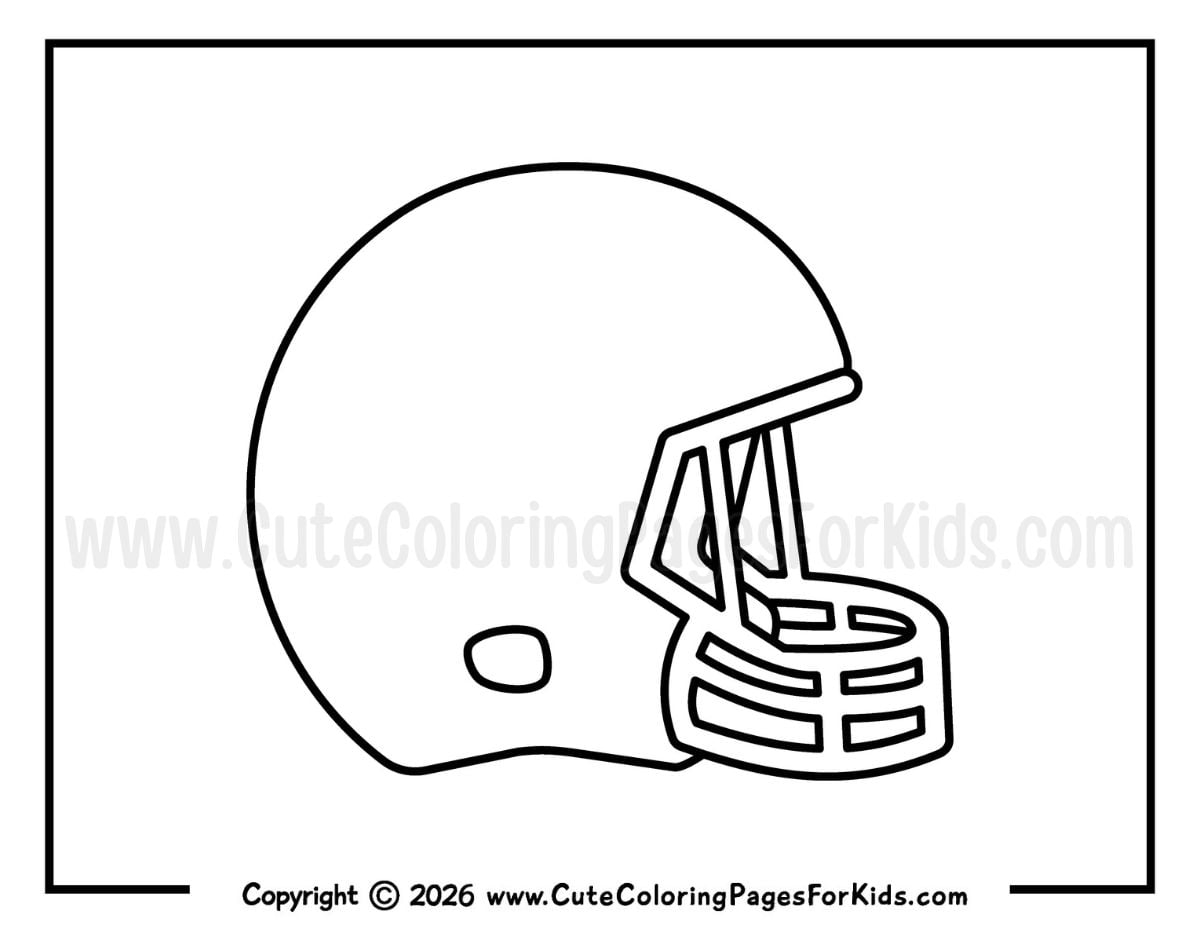 football helmet coloring page with simple line drawing of a football helmet